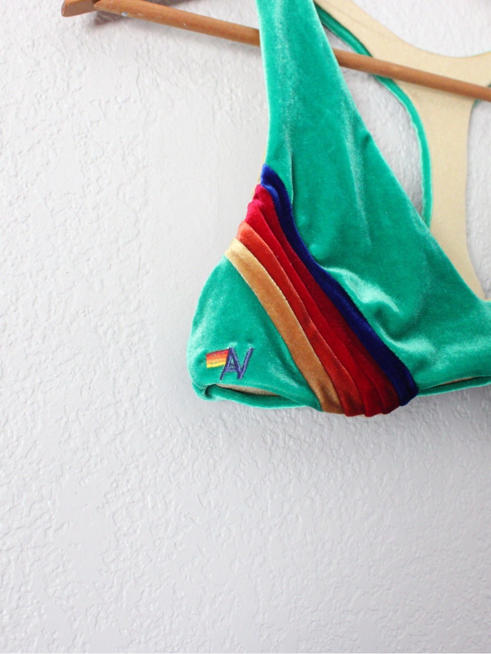 Aviator Nation Green with Rainbow Stripe Bikini - Picture 4 of 11